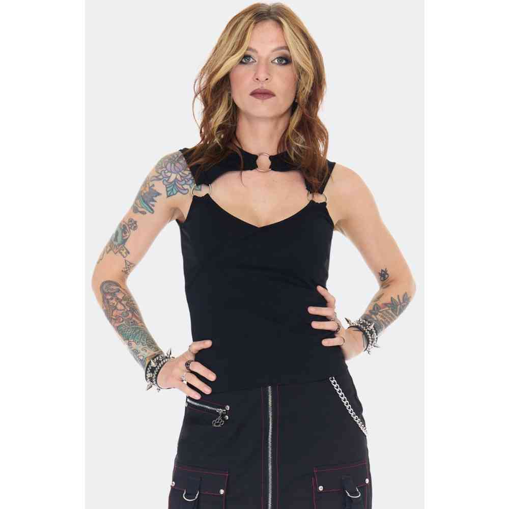 Jawbreaker - Jersey Vest With Orings Mouwloze top - Zwart